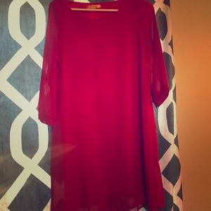 Red Chiffon Shift Dress
